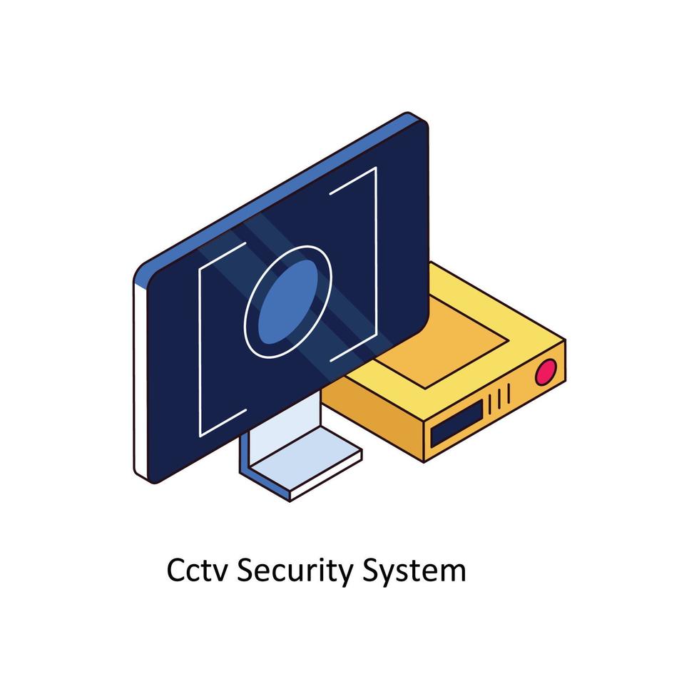 cctv segurança sistema vetor isométrico ícones. simples estoque ilustração