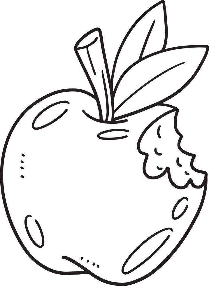 mordida maçã isolado coloração página para crianças vetor