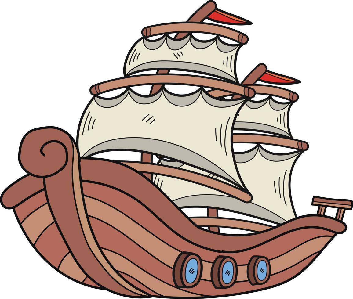 pescaria barco ilustração dentro rabisco estilo vetor