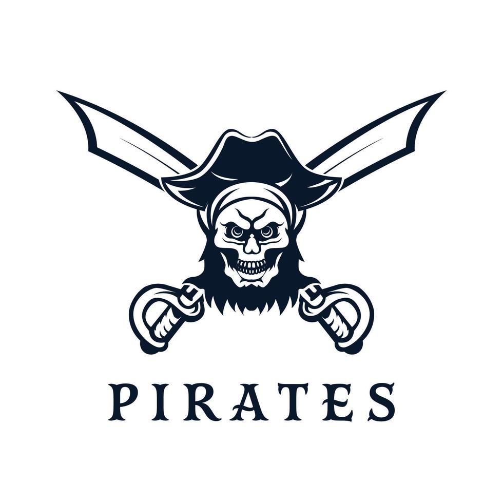 crânio piratas logotipo com retro estilo monocromático Projeto. vetor