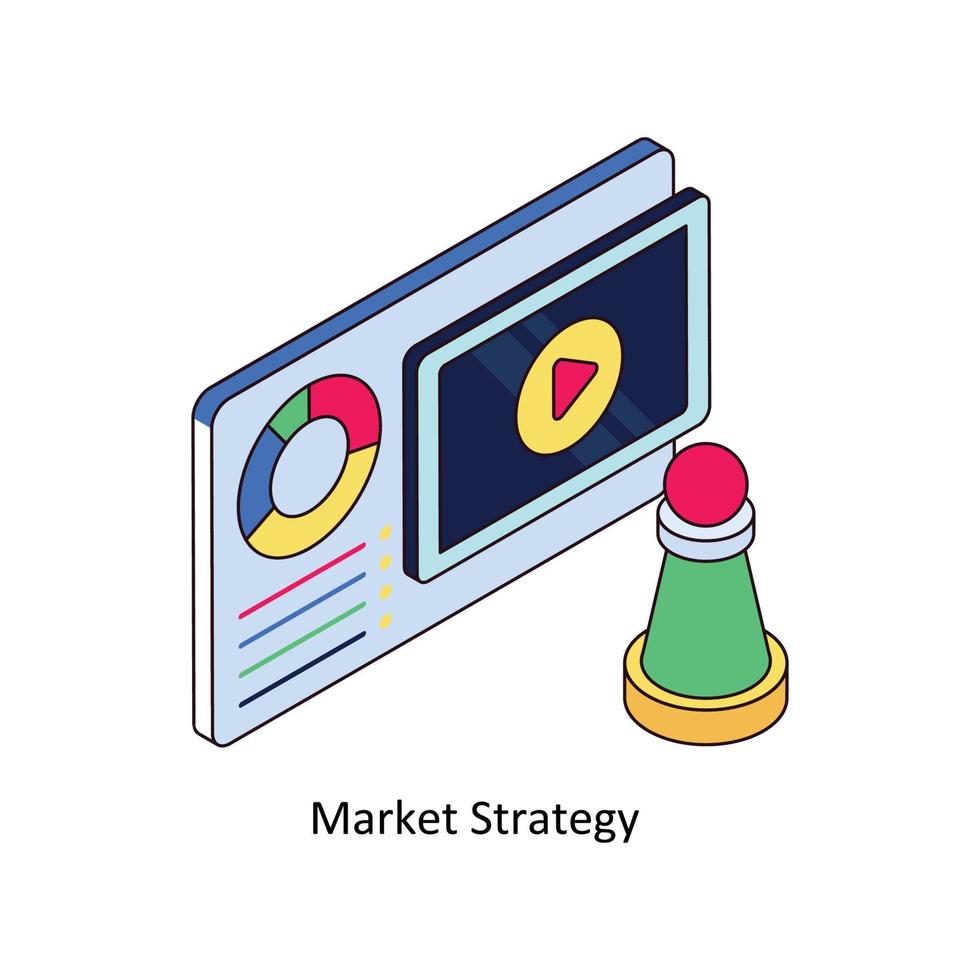 mercado estratégia vetor isométrico ícones. simples estoque ilustração estoque