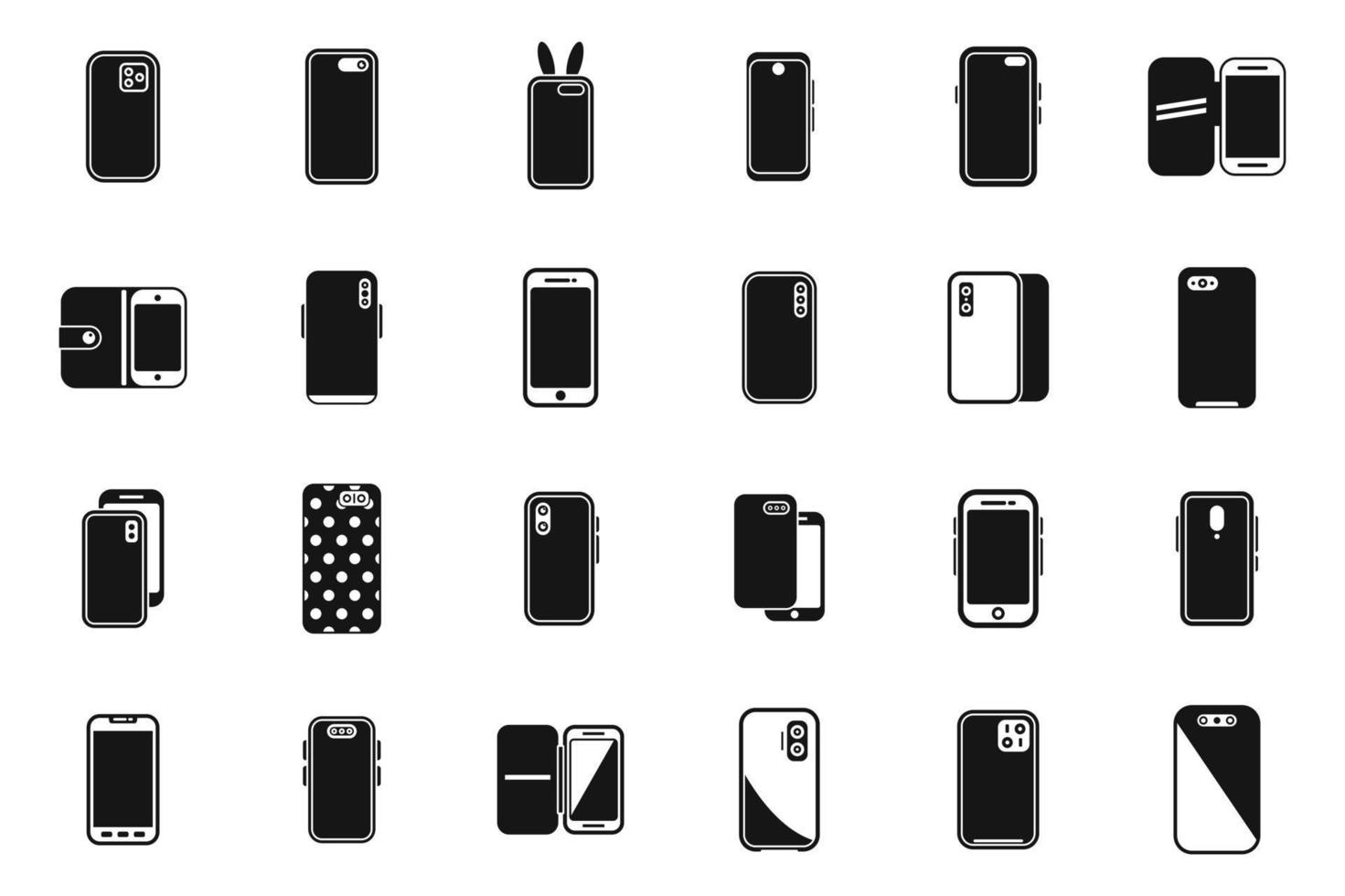 Smartphone caso ícones conjunto simples vetor. cobrir caso vetor