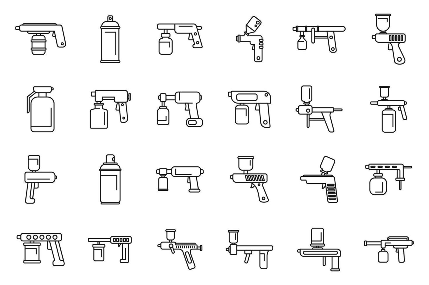ícones de pulverizador de tinta definir vetor de contorno. revestimento de envoltório