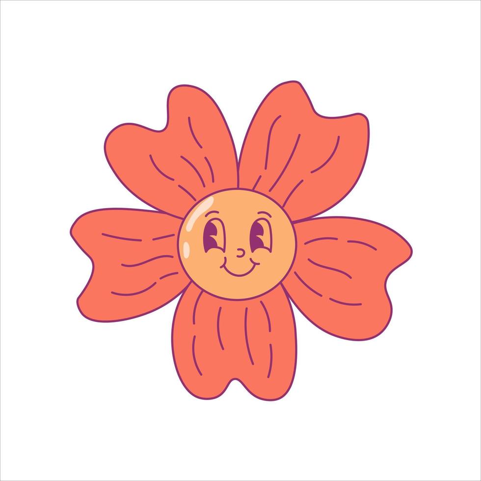sorridente groovy flor vetor