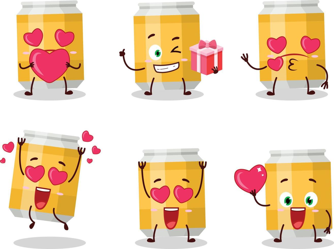 Cerveja pode desenho animado personagem com amor fofa emoticon vetor