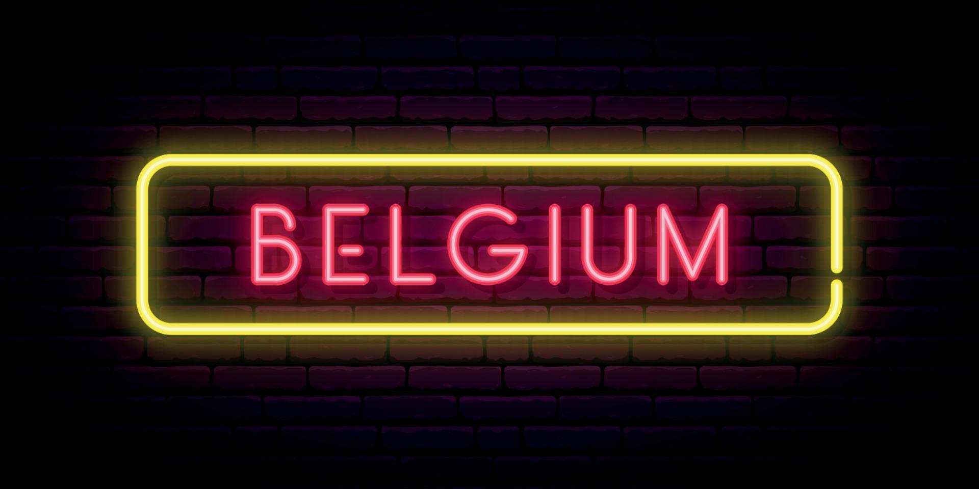 Bélgica néon placa. brilhante luz tabuleta. vetor bandeira.
