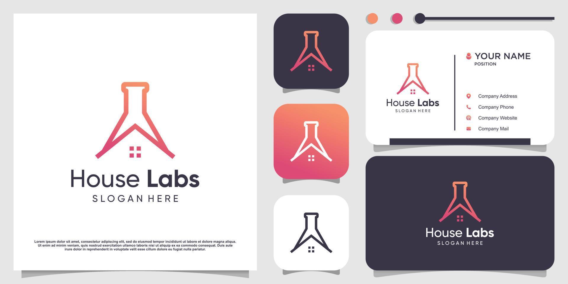 laboratórios logotipo Projeto modelo com casa conceito idéia vetor