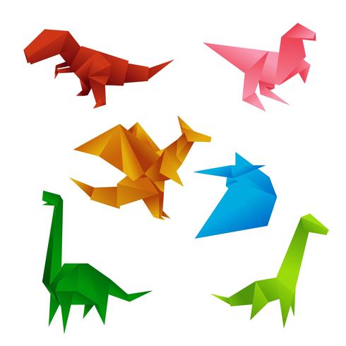 Vetor de dinossauros de origami