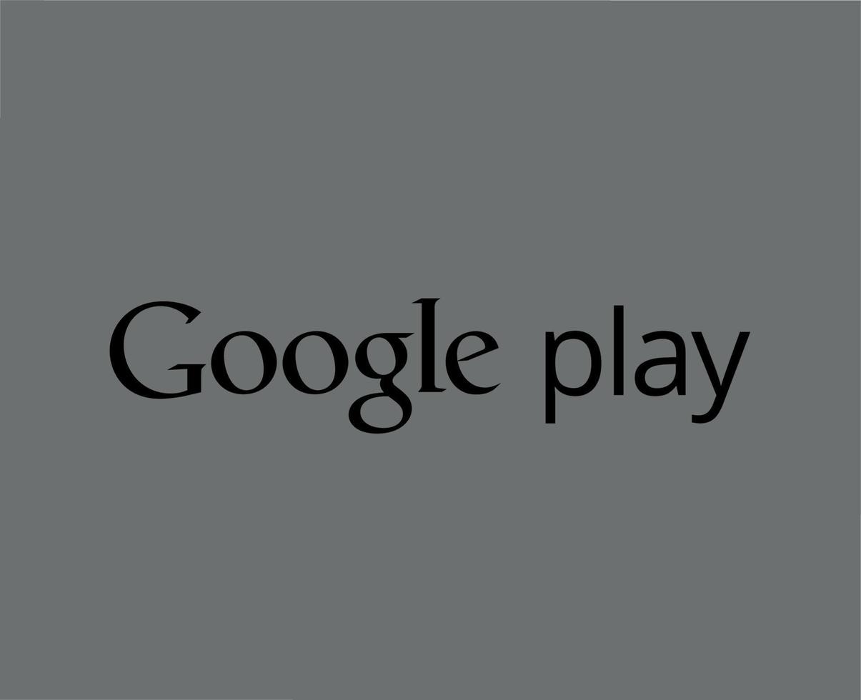 Google jogar Programas Móvel logotipo símbolo com nome Preto Projeto vetor ilustração com cinzento fundo
