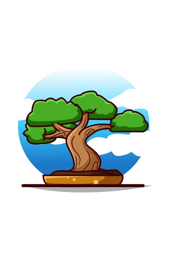 ilustração em vetor cartoon ícone bonito bonsai