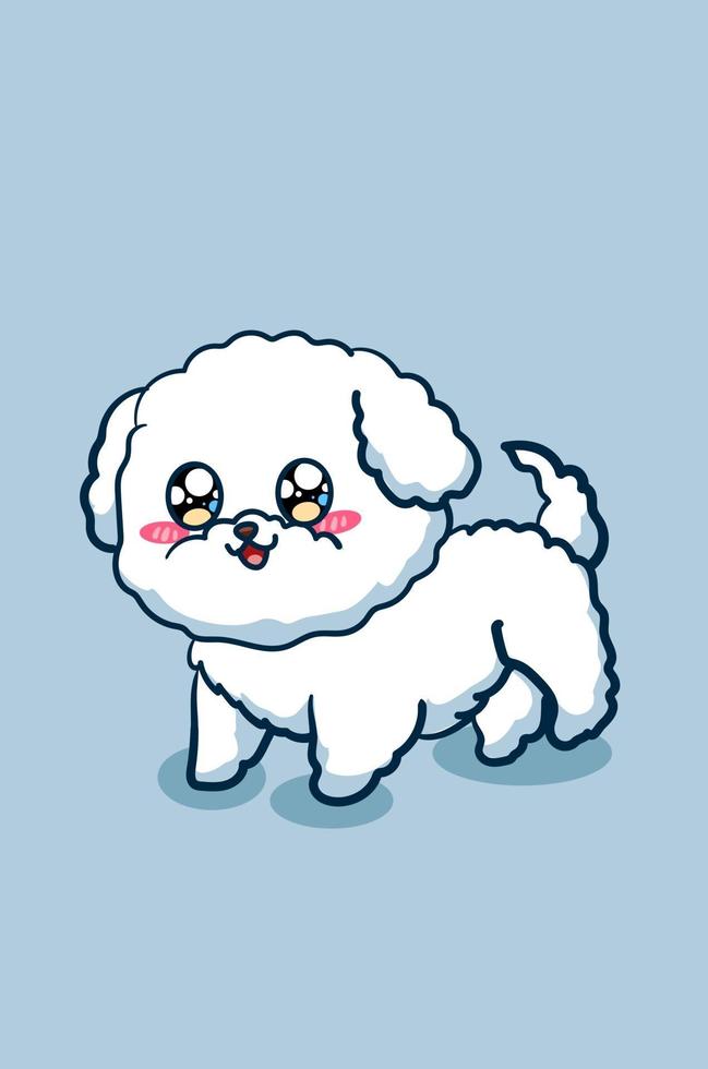 Ilustração dos desenhos animados do cão poodle toy fofo e feliz vetor