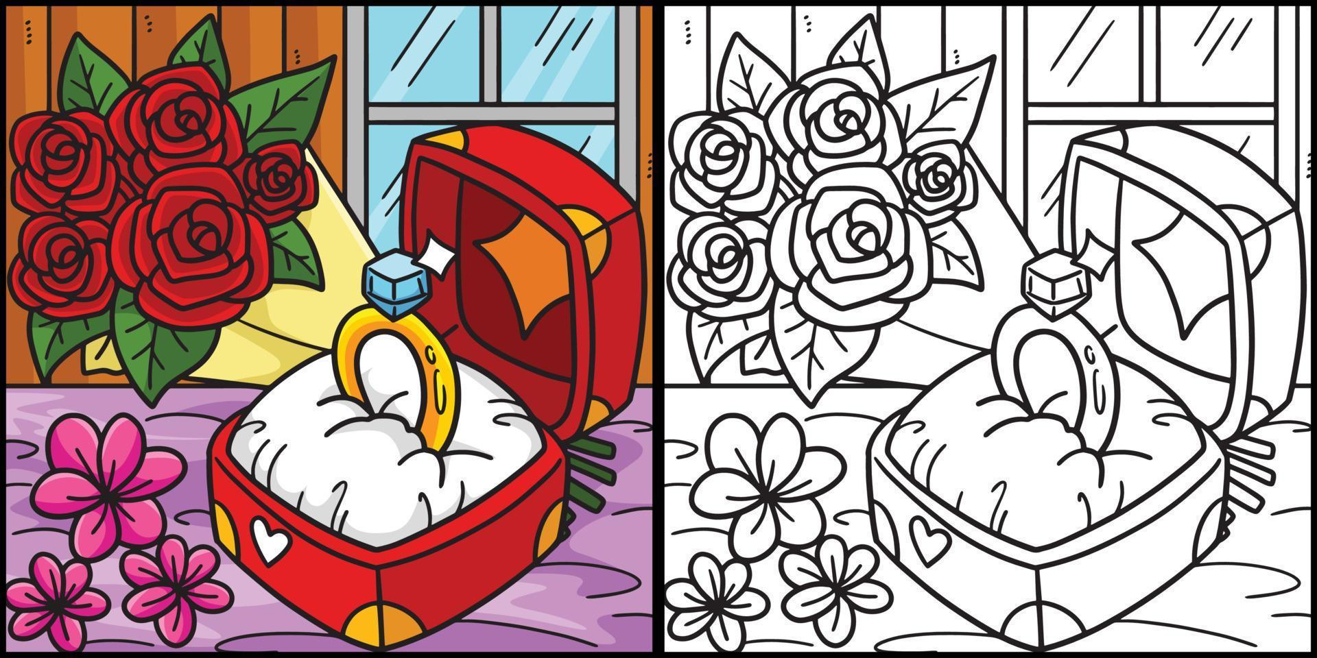 Casamento anel coloração página colori ilustração vetor