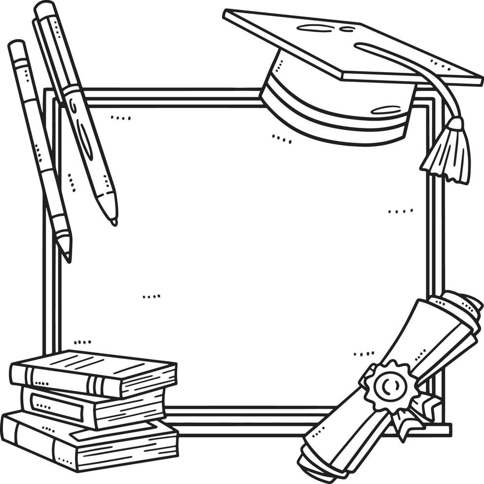 graduação boné, livros, diploma isolado coloração vetor