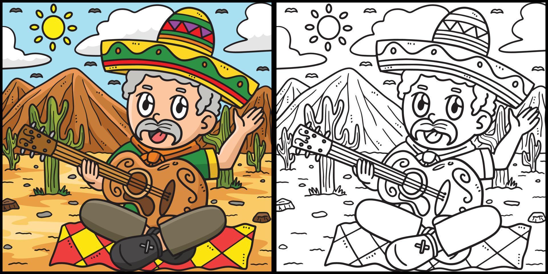 cinco de maionese homem jogando guitarra ilustração vetor