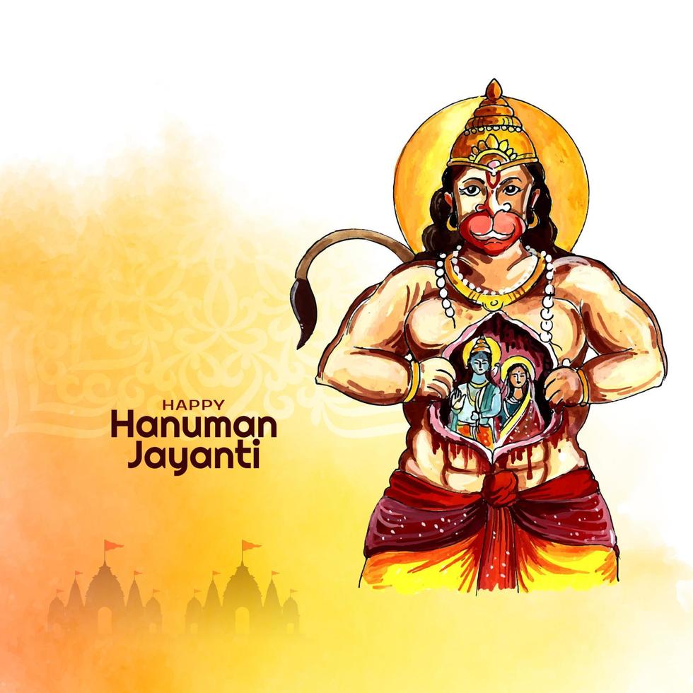 feliz Hanuman Jayanti tradicional hindu festival cartão vetor