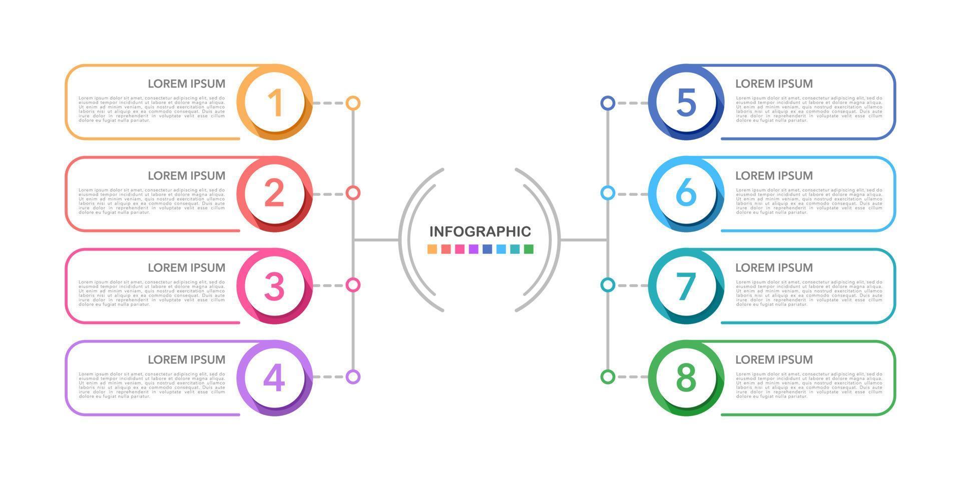 infográfico diagrama 8 opções ou passos. mapa mental, processo, modelo. vetor ilustração.