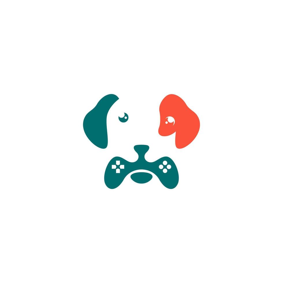 cachorro cabeça logotipo com jogos controlador vetor