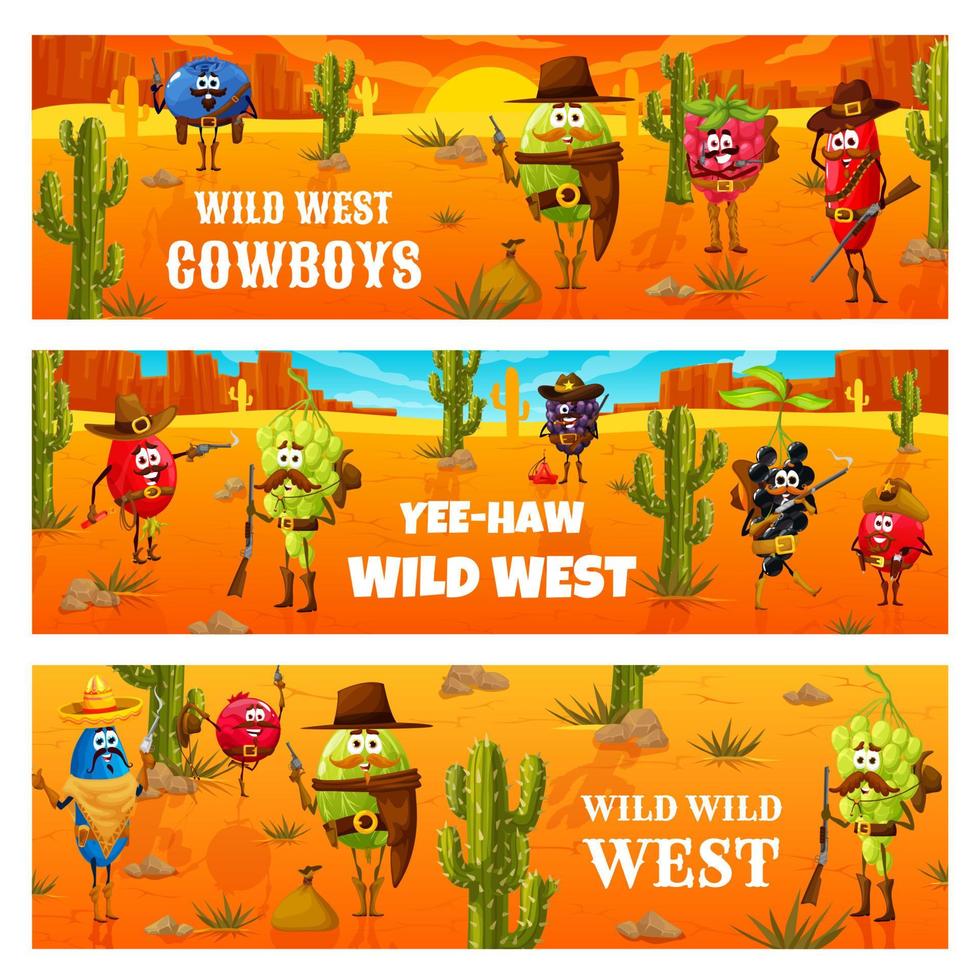 desenho animado selvagem oeste baga guarda-florestal, vaqueiro personagens vetor