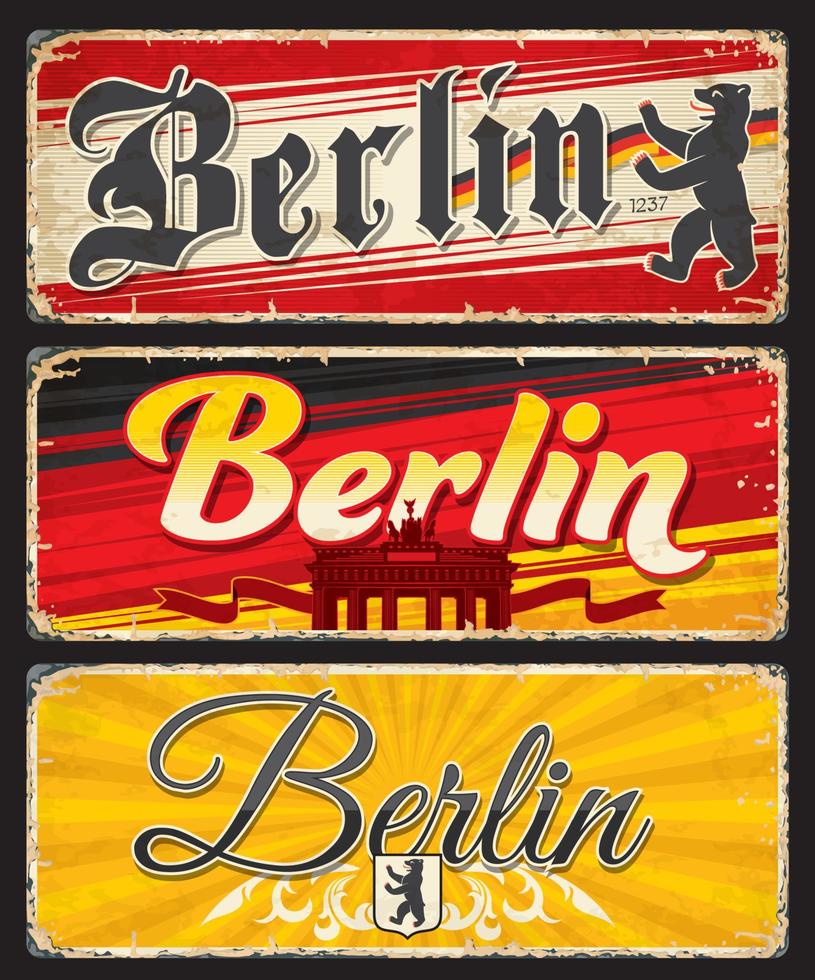 Berlim viagem adesivos e pratos, Alemanha sinais vetor