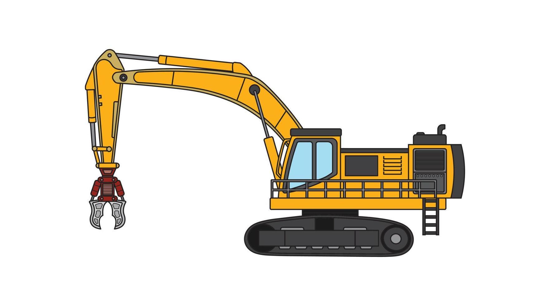 vetor ilustração cor crianças construção agarrar escavadora construção máquina clipart