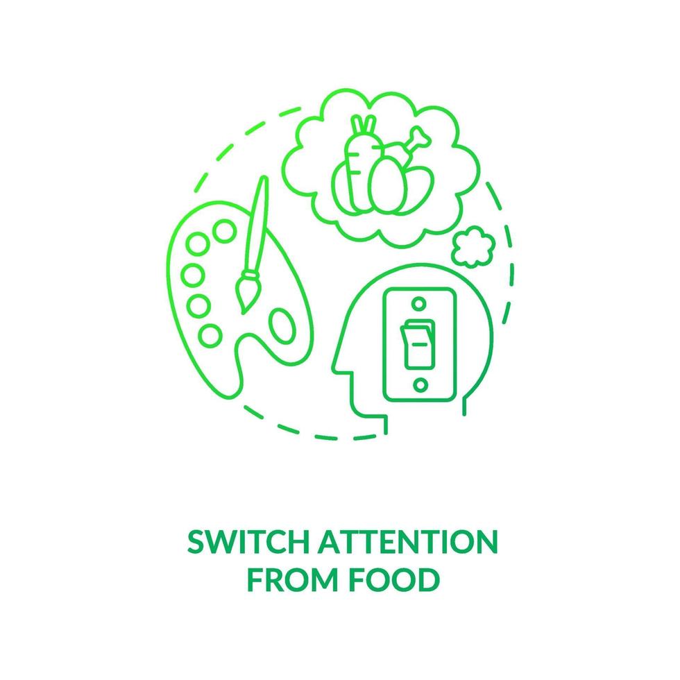 mude a atenção do ícone do conceito de comida verde escuro vetor