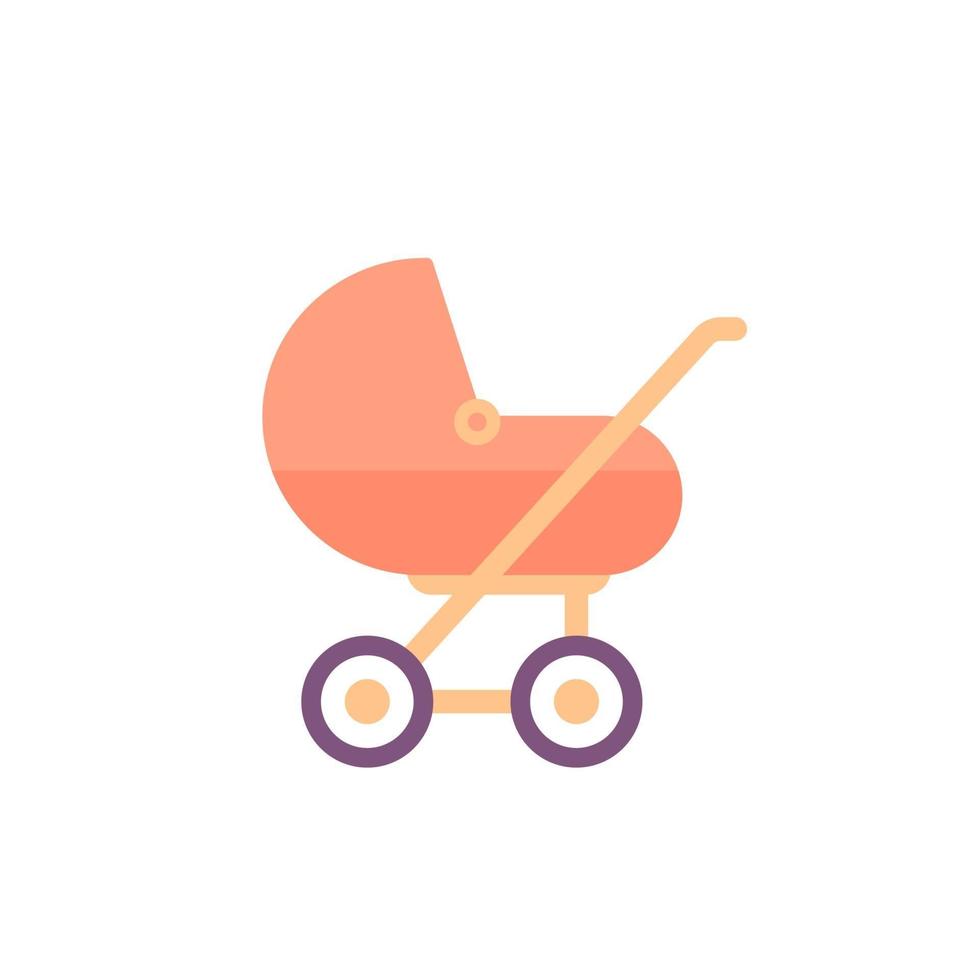 ícone de carrinho de bebê em branco vetor