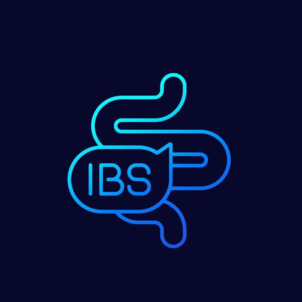 ícone ibs, síndrome do intestino irritável, design linear vetor