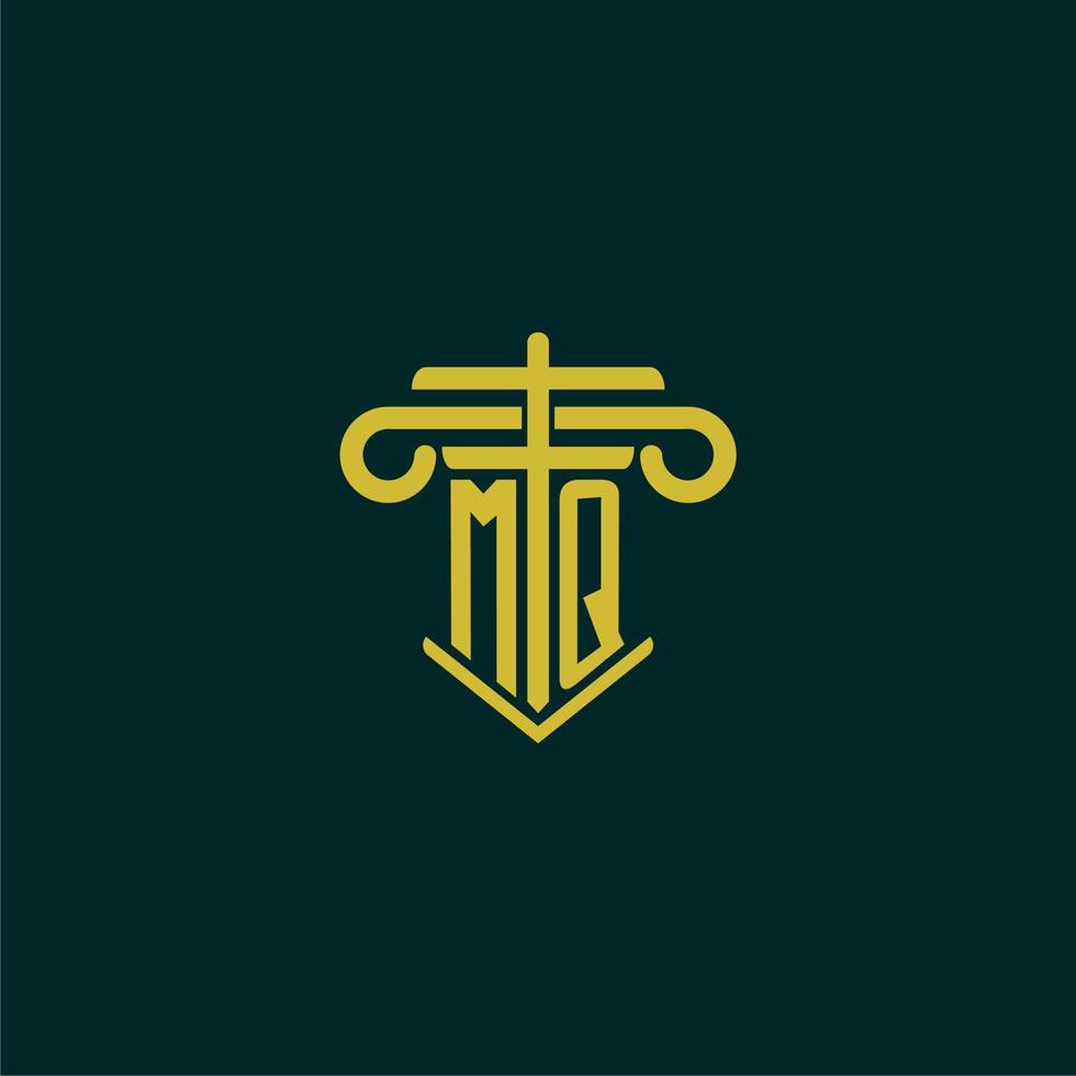 mq inicial monograma logotipo Projeto para lei empresa com pilar vetor imagem