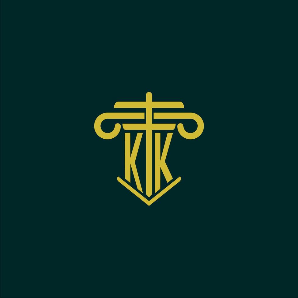 kk inicial monograma logotipo Projeto para lei empresa com pilar vetor imagem