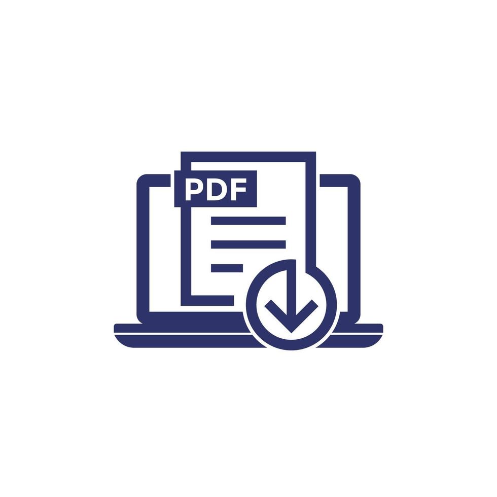 ícone de download de pdf com laptop vetor