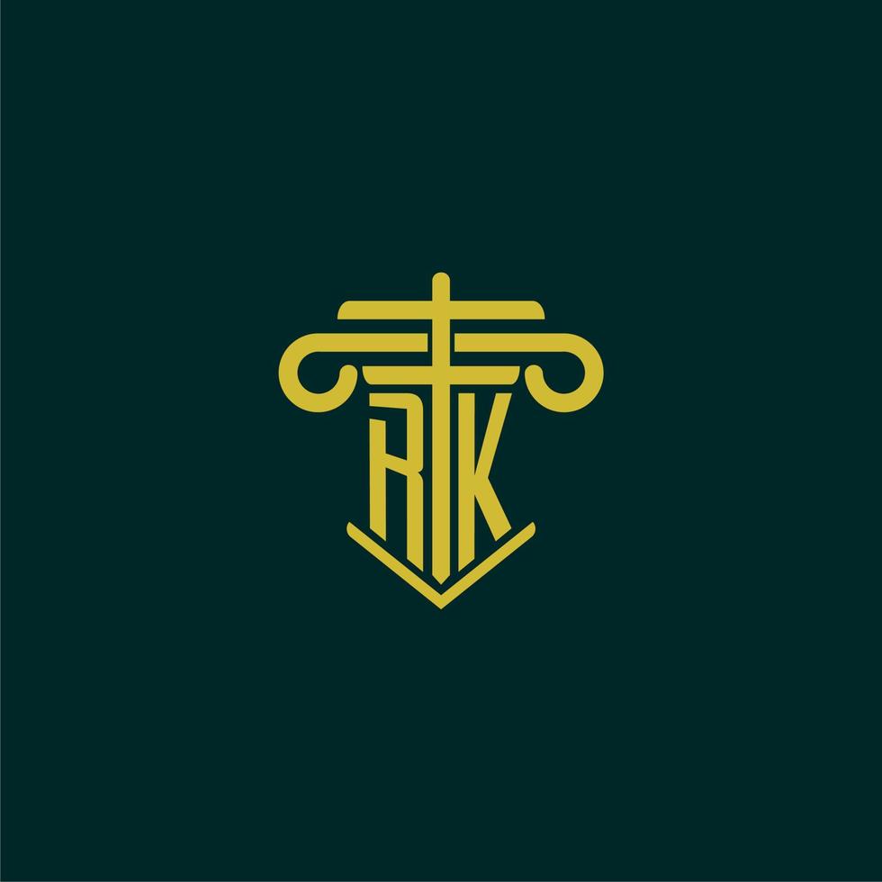 rk inicial monograma logotipo Projeto para lei empresa com pilar vetor imagem