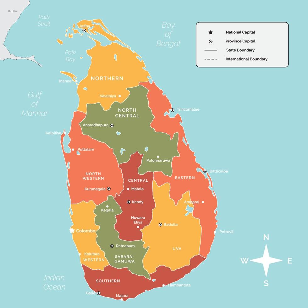 sri lanka político mapa vetor