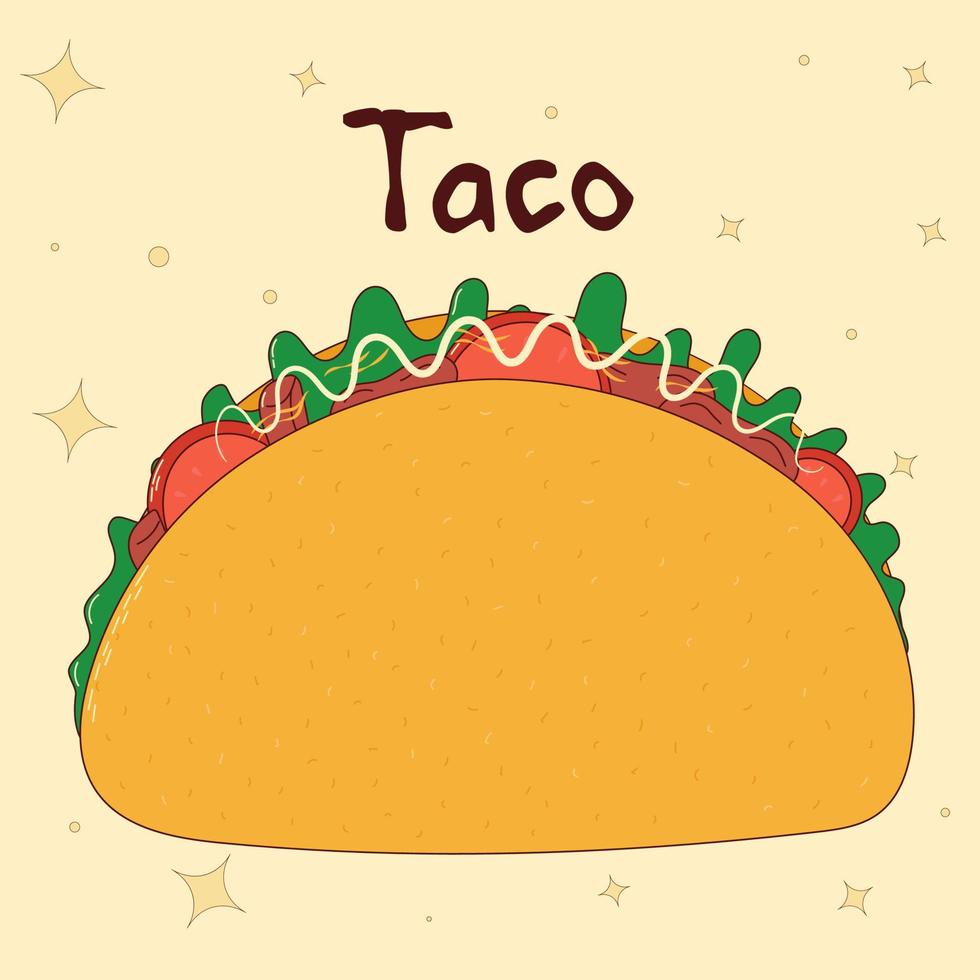 mexicano tradicional Comida. taco. vetor ilustração dentro mão desenhado estilo