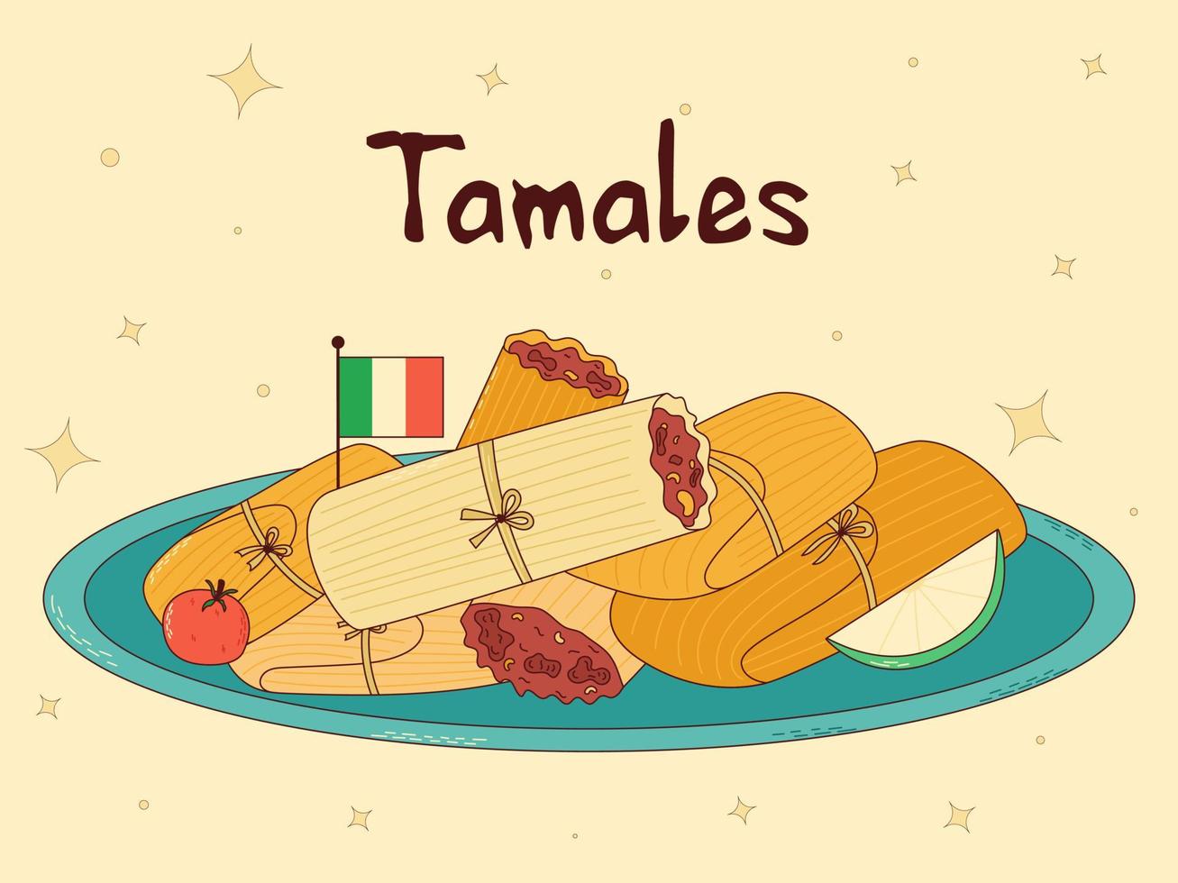 mexicano tradicional Comida. tamales. vetor ilustração dentro mão desenhado estilo