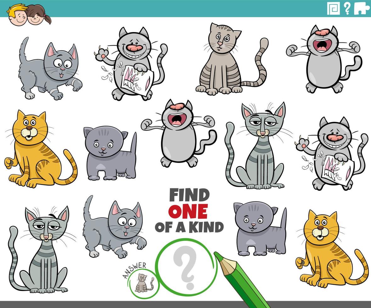 1 do uma tipo jogos com engraçado desenho animado gatos e gatinhos vetor