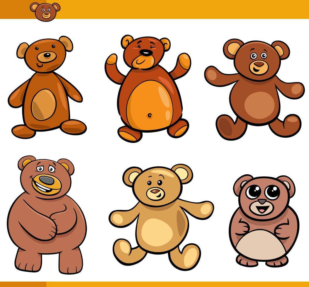 desenho animado engraçado fofa ursos animal quadrinho personagens conjunto vetor