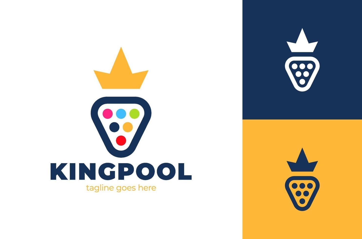 etiqueta do logotipo colorido da sala de sinuca com bolas e coroa amarela vetor