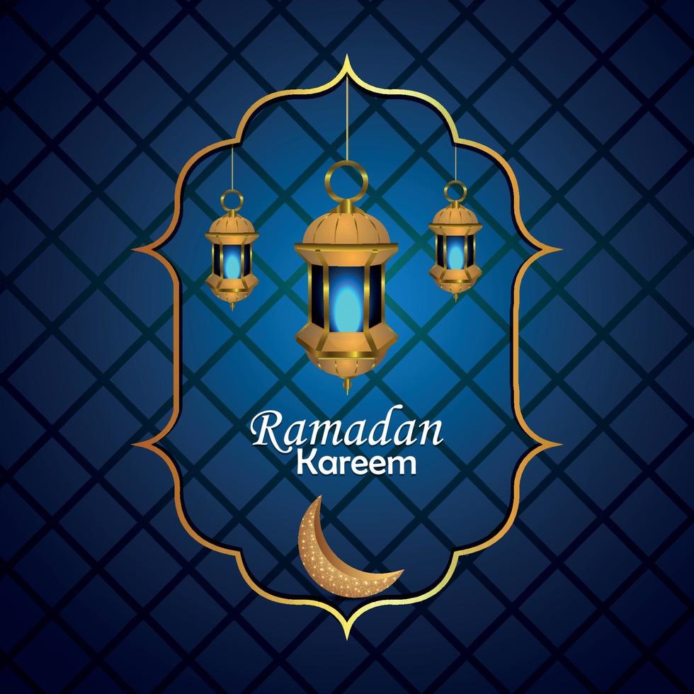 fundo criativo do ramadan kareem com lanterna islâmica vetor