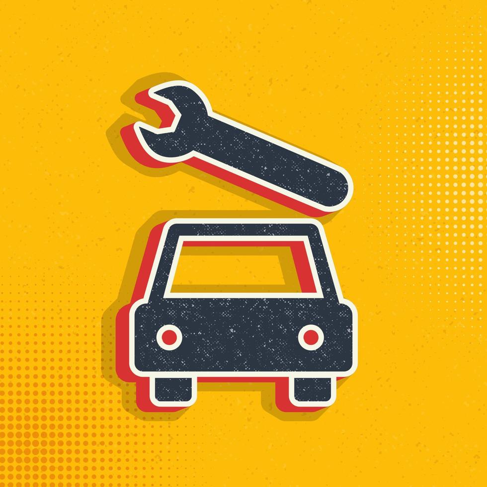 carro, reparar pop arte, retro ícone. vetor ilustração do pop arte estilo em retro fundo