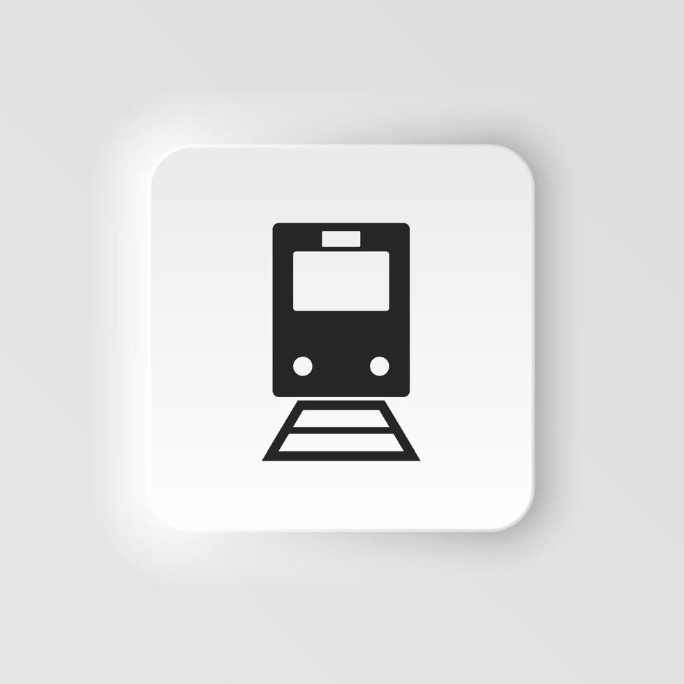 retângulo botão ícone trem. botão bandeira retângulo crachá interface para inscrição ilustração em neomórfico estilo em branco fundo vetor