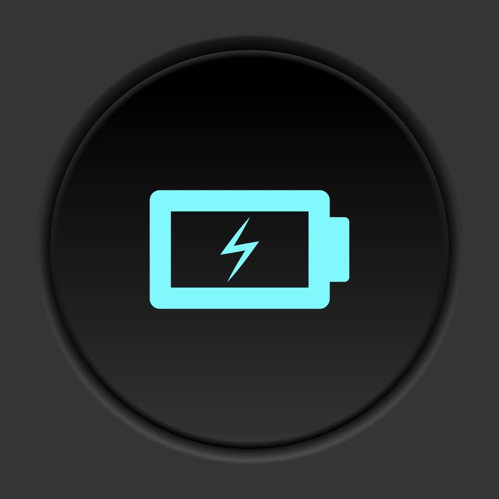 Sombrio botão ícone carregar bateria. botão bandeira volta crachá interface para inscrição ilustração em escurecer fundo vetor
