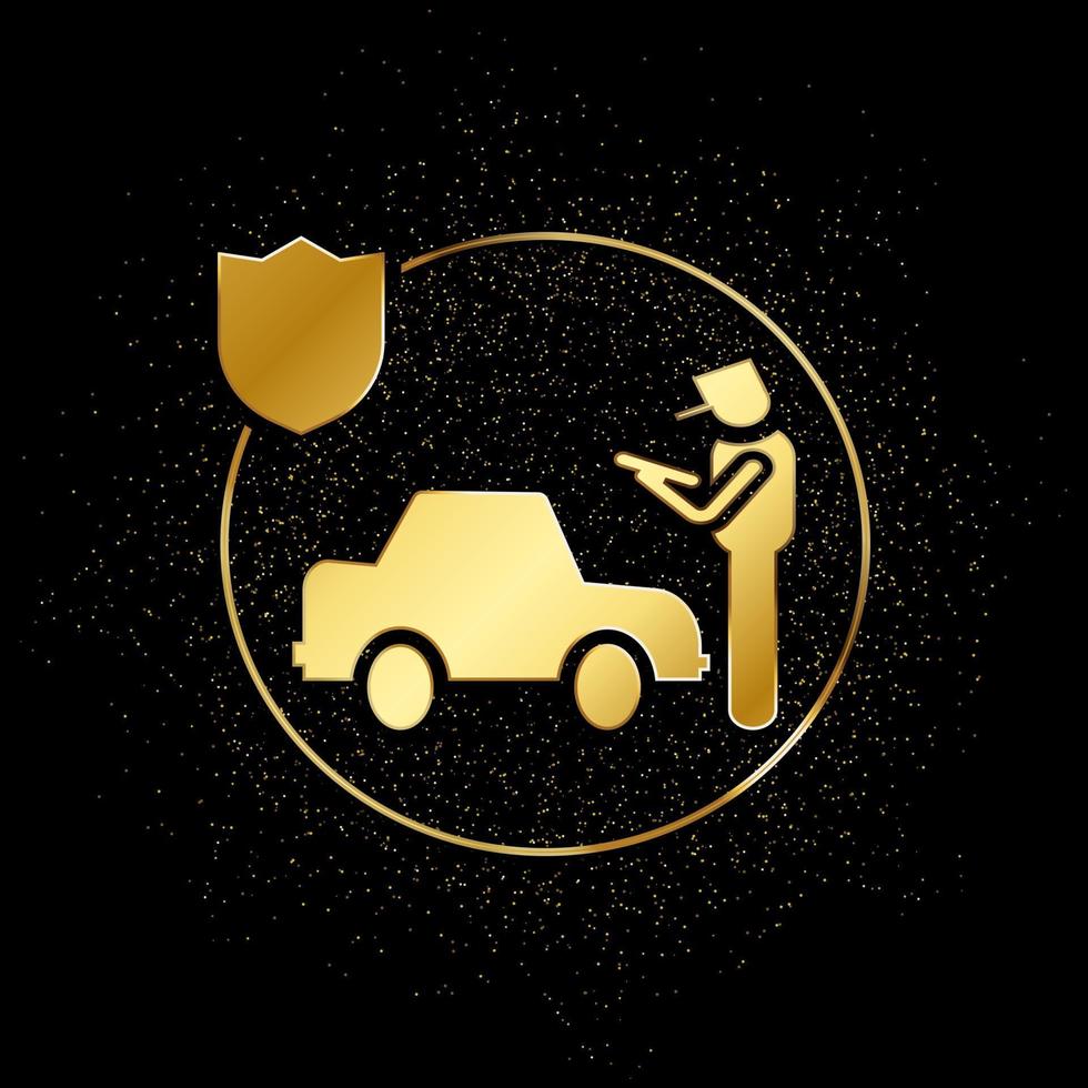 carro, seguro, penal ouro ícone. vetor ilustração do dourado partícula fundo. ouro vetor ícone