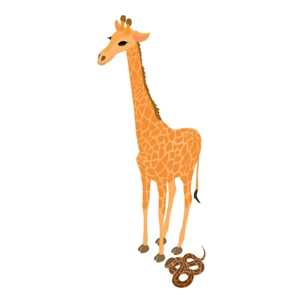 animal bem-estar ícone isométrico vetor. boa constritor perto girafa animal ícone vetor