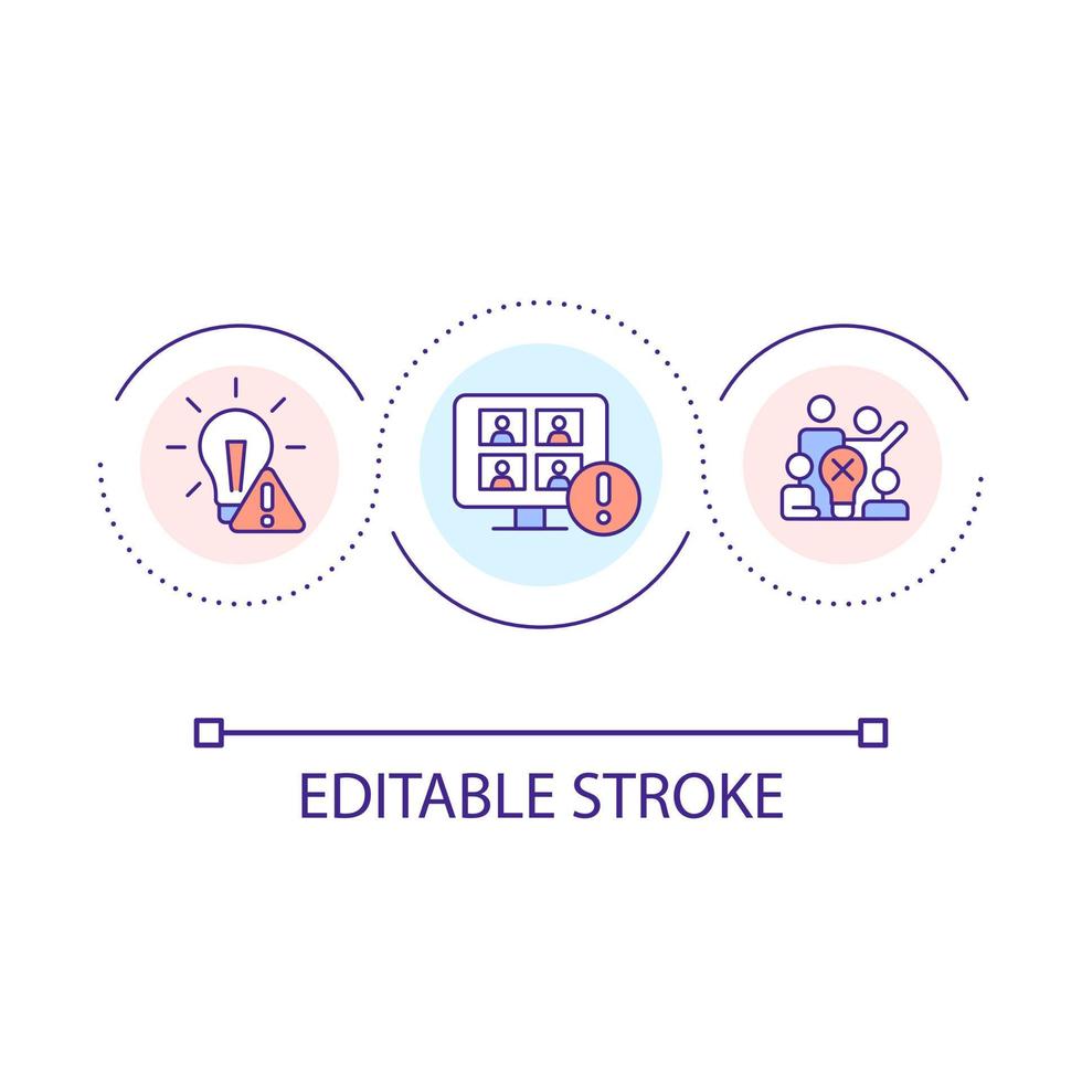 falta do equipe interação ciclo conceito ícone. escassez do socialização. comunicação problema abstrato idéia fino linha ilustração. isolado esboço desenho. editável acidente vascular encefálico vetor