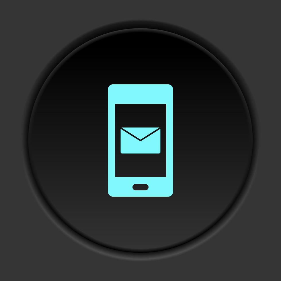 Sombrio botão ícone telefone mensagem. botão bandeira volta crachá interface para inscrição ilustração em escurecer fundo vetor