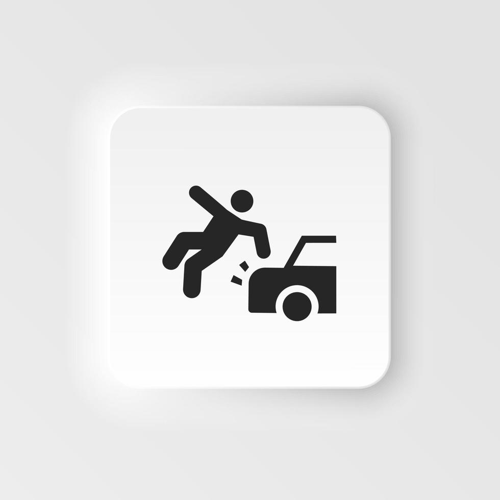 acidente, carro, ferir, responsabilidade ícone - vetor. seguro neumorfo estilo vetor ícone. em branco fundo