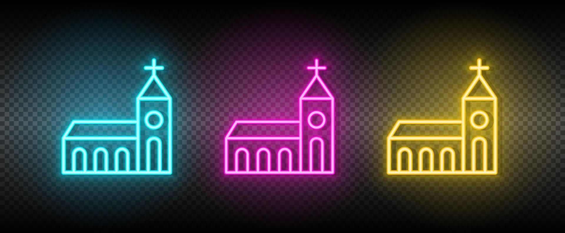 Igreja símbolo néon vetor ícone