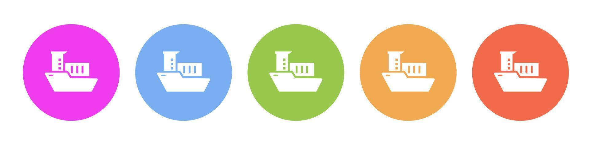 multi colori ícone massa Produção mar navio com containers. botão bandeira volta crachá interface para inscrição ilustração em branco fundo vetor