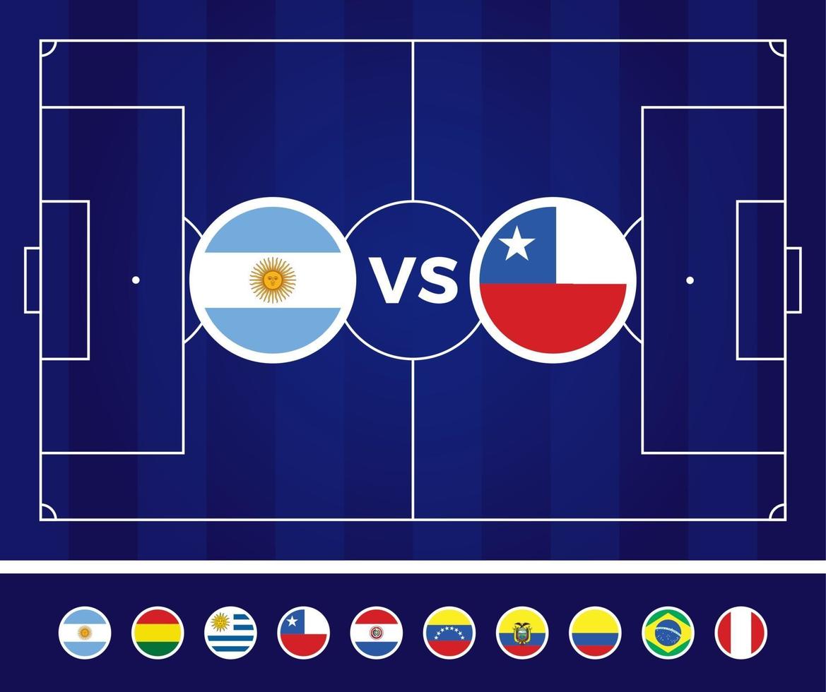 ilustração em vetor futebol América do Sul 2021 argentina colômbia. seleção nacional versus campo de futebol