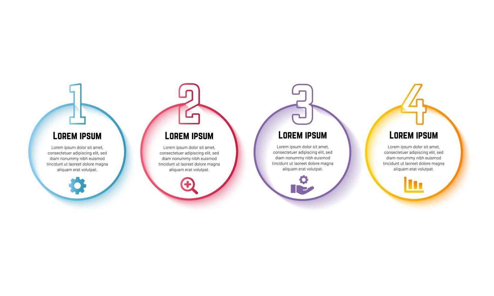 Infográfico criativo de quatro etapas com cores gradientes vetor